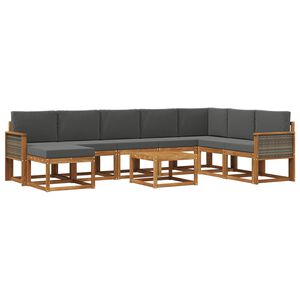 vidaXL Set de canapele de exterior 9 buc. Natural și Antracit