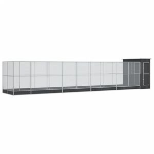 vidaXL Voliera de păsări cu extensie, argintiu, 1037x203x216 cm, oțel