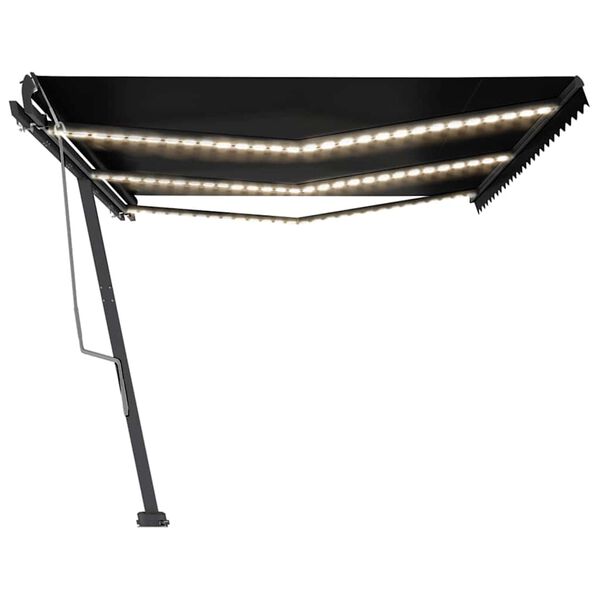 vidaXL Copertină retractabilă manual cu LED, antracit, 600x300 cm