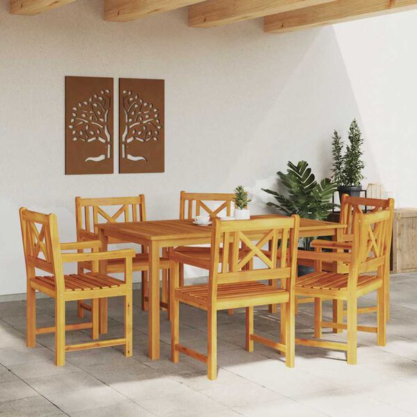 vidaXL Set de masă pentru grădină 7 pcs Maro Lemn Solid de Acacia
