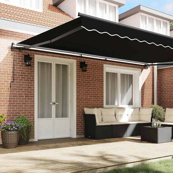 vidaXL Cortina Retractabilă Negru 500 &times; 350 cm Țesătură și Aluminiu