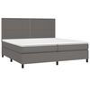 vidaXL Pat box spring cu saltea, gri, 200x200 cm, piele ecologică