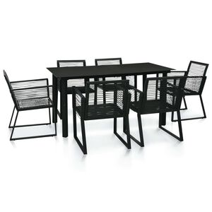 vidaXL Set mobilier de exterior, 7 piese, negru, ratan PVC