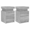 vidaXL Noptiere cu lumini LED, 2 buc., gri sonoma, 35x39x55 cm