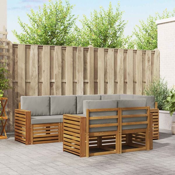 vidaXL Set canapea sectională cu pernă 7 pcs Gri natural și deschis