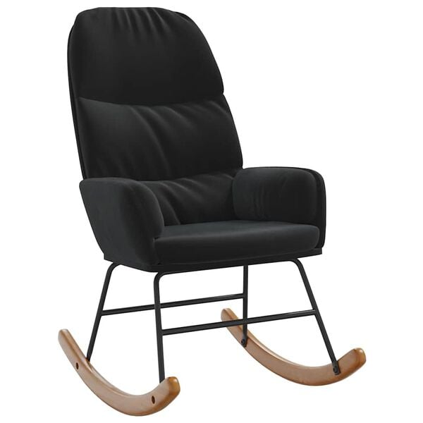 vidaXL Scaun balansoar, negru, catifea