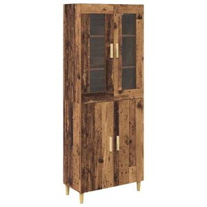 vidaXL Bufet Lemn Vechi 69,5 x 34 x 180 cm Lemn Stratificat și Sticlă