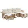 vidaXL Set de canapele de exterior 6 pcs Alb Natural și Crem Poliester