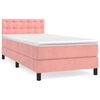 vidaXL Pat box spring cu saltea, roz, 80x200 cm, catifea