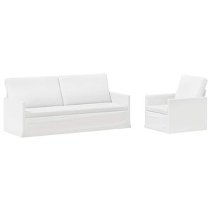 vidaXL Set de canapea 2 pcs Alb Țesătură