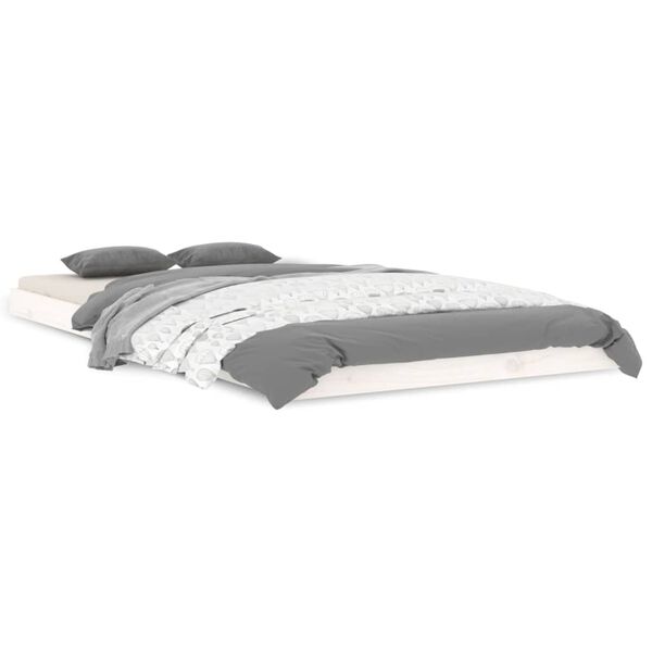 vidaXL Cadru de pat, alb, 100x200 cm, lemn masiv de pin