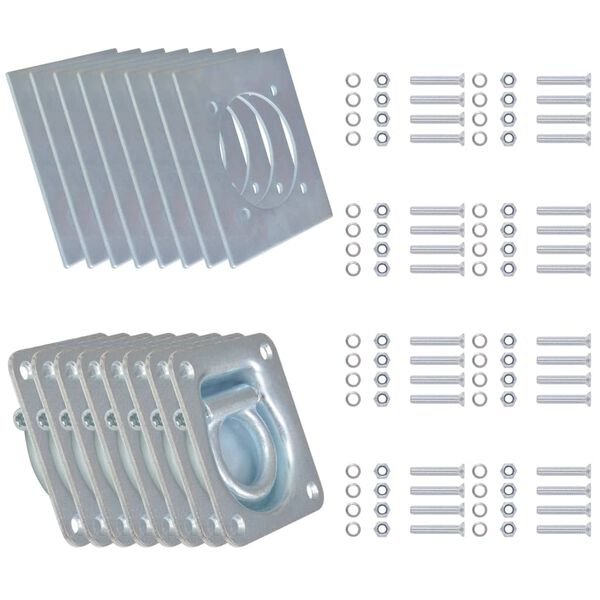 vidaXL Inele ancorare pentru remorcă 8 buc, oțel galvanizat, 2000 kg