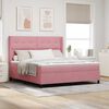 vidaXL Pat cu arcuri cu saltea cu headboard Roz 180 x 200 cm Catifea