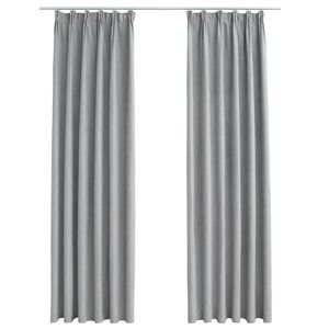 vidaXL Draperii opace cu c&acirc;rlige, 2 buc., gri, 140 x 245 cm