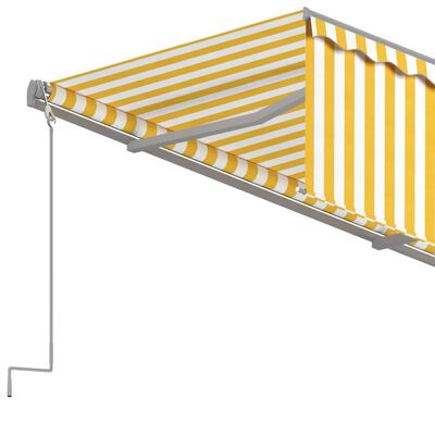 vidaXL Copertină retractabilă manual cu stor, galben&alb, 4x3 m