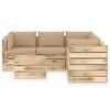vidaXL Set mobilier de grădină cu perne, 6 piese, lemn verde tratat
