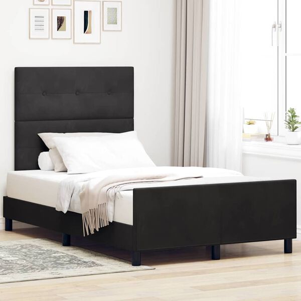 vidaXL Pat cu arcuri cu headboard Negru 120 x 200 cm Catifea