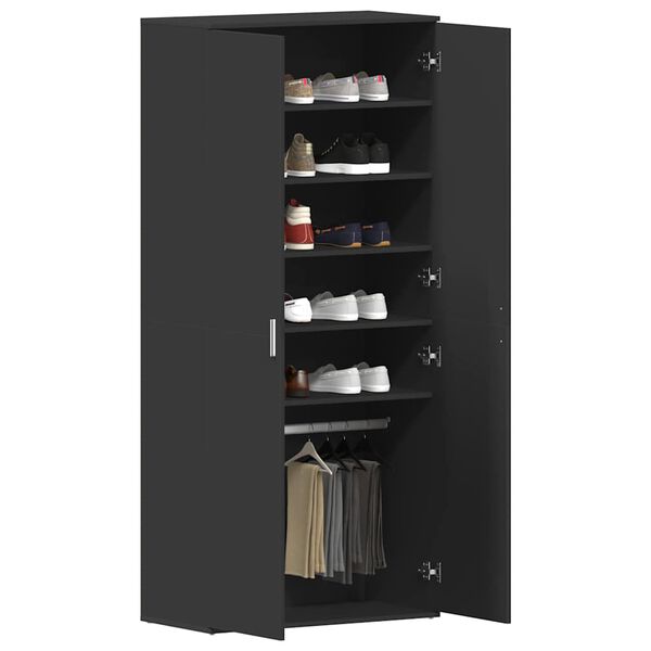 vidaXL Dulap pentru pantofi Negru 80 x 39 x 178 cm Lemn compozit