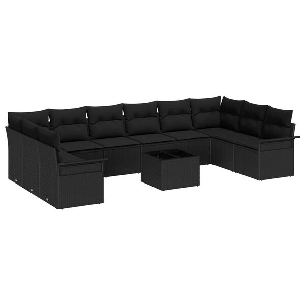 vidaXL Set de canapele pentru grădină cu pernă 11 pcs Bej Rattan poli