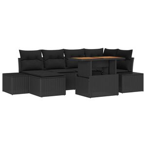 vidaXL Set de canapele pentru grădină 7 pcs Negru Rattan poli