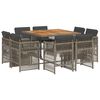 vidaXL Set mobilier grădină cu perne, 9 piese, gri, poliratan