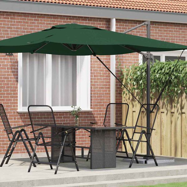 vidaXL Parasol Roma Verde 286 x 284 x 265 cm Aluminiu și poliester