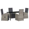 vidaXL Set de masă pentru grădină cu pernă 5 pcs Gri poliratan