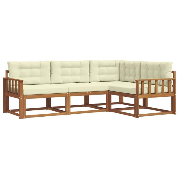 vidaXL Set de canapele de exterior cu pernă 4 pcs Natural și Crem
