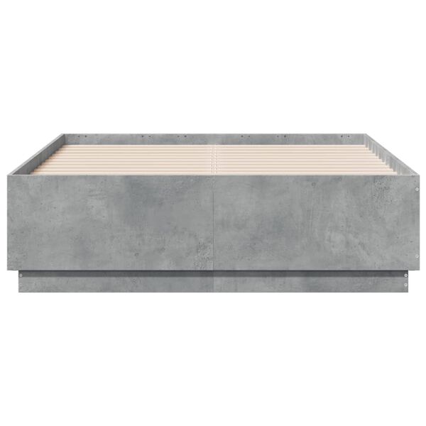 vidaXL Cadru de pat, gri beton, 135x190 cm, lemn prelucrat