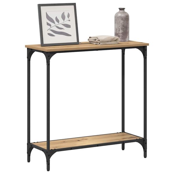 vidaXL Masă de consolă cu raft stejar artizanal 75 x 30.5 x 75 cm