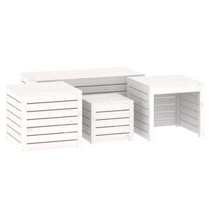 vidaXL Set cutii de grădină, 4 piese, alb, lemn masiv de pin
