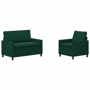 vidaXL Set de canapea 2 buc. Verde &icirc;nchis Catifea
