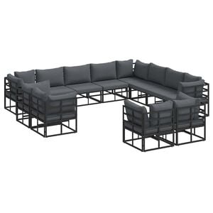 vidaXL Set de canapele pentru grădină 12 buc. Negru Aluminiu