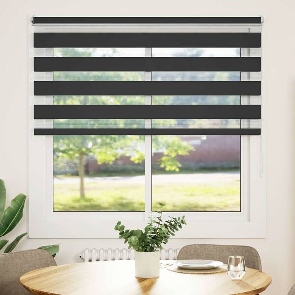 vidaXL Jaluzea Zebră 140,9x175 cm Lățime material 136,7 cm negru