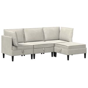 vidaXL Set de mobilier pentru living 4 buc. Crem Catifea