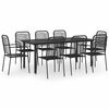 vidaXL Set mobilier de grădină, 9 piese, negru, sticlă și oțel