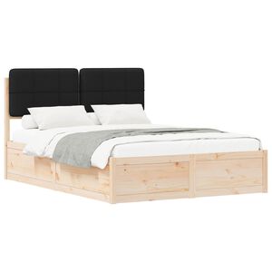vidaXL Cadru de pat cu tăblie tapițată cu headboard Negru 160 x 200 cm