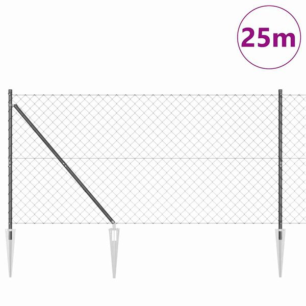 vidaXL Stâlp de gard. Gri 25 x 1,4 m (plasă 60 x 60 mm) Oțel și PVC