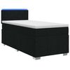 vidaXL Pat boxspring cu saltea cu benzi LED Negru 90 x 190 cm Țesătură