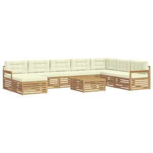 vidaXL Set de canapele de exterior 9 buc. Alb și crem