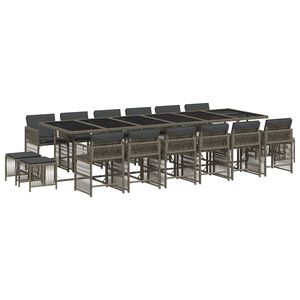 vidaXL Set mobilier de grădină cu perne, 17 piese, gri, poliratan