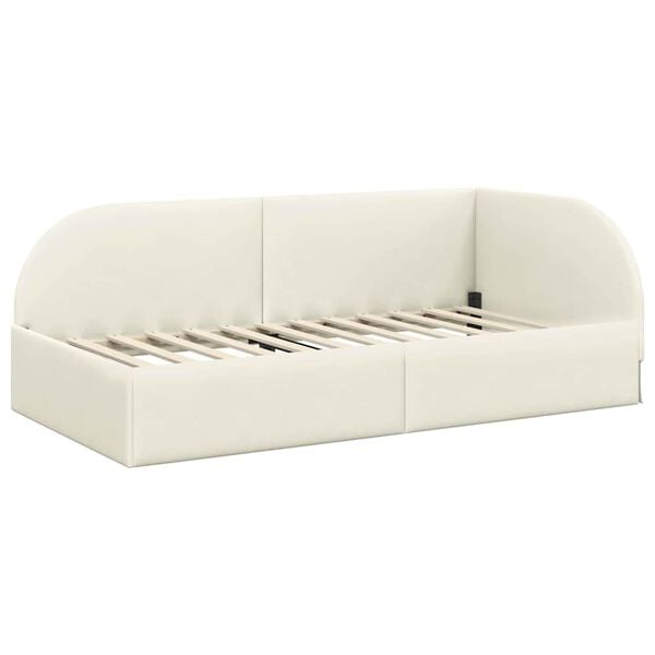 vidaXL Cadru de pat colțar cu headboard Crem 90 cm x 190 cm Catifea