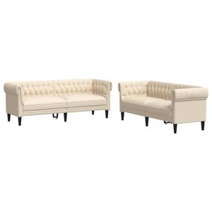 vidaXL Set de canapele, 2 piese, crem, material textil