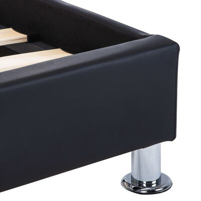 vidaXL Cadru de pat cu LED, negru, 120 x 200 cm, piele ecologică