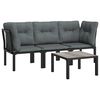 vidaXL Set mobilier de grădină, 4 piese, negru și gri, poliratan