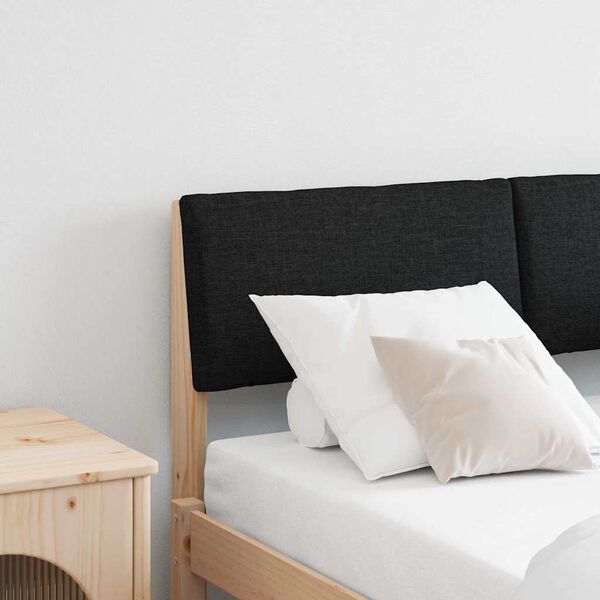 vidaXL Tăblie tapițată Negru 120 cm Lemn de pin masiv