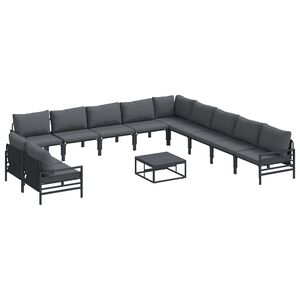 vidaXL Set de canapele pentru grădină 12 buc. Negru Oțel