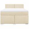 vidaXL Pat box spring cu saltea, crem, 140x200 cm, textil