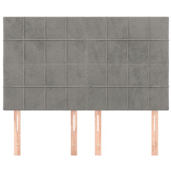 vidaXL Tăblie de pat gri deschis 144x5x118/128 cm catifea