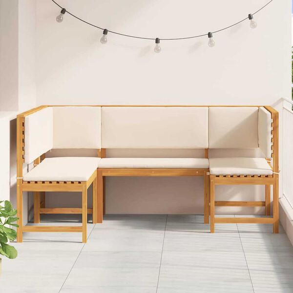 vidaXL Set de Bănci pentru Grădină 3 pcs Maro Lemn Solid de Acacia